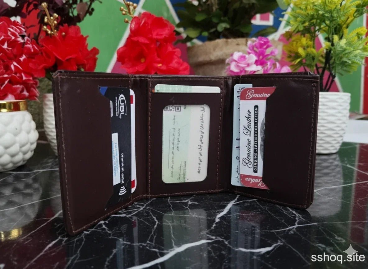 Luxury Dark Brown PU Leather Wallet — Compact & Durable