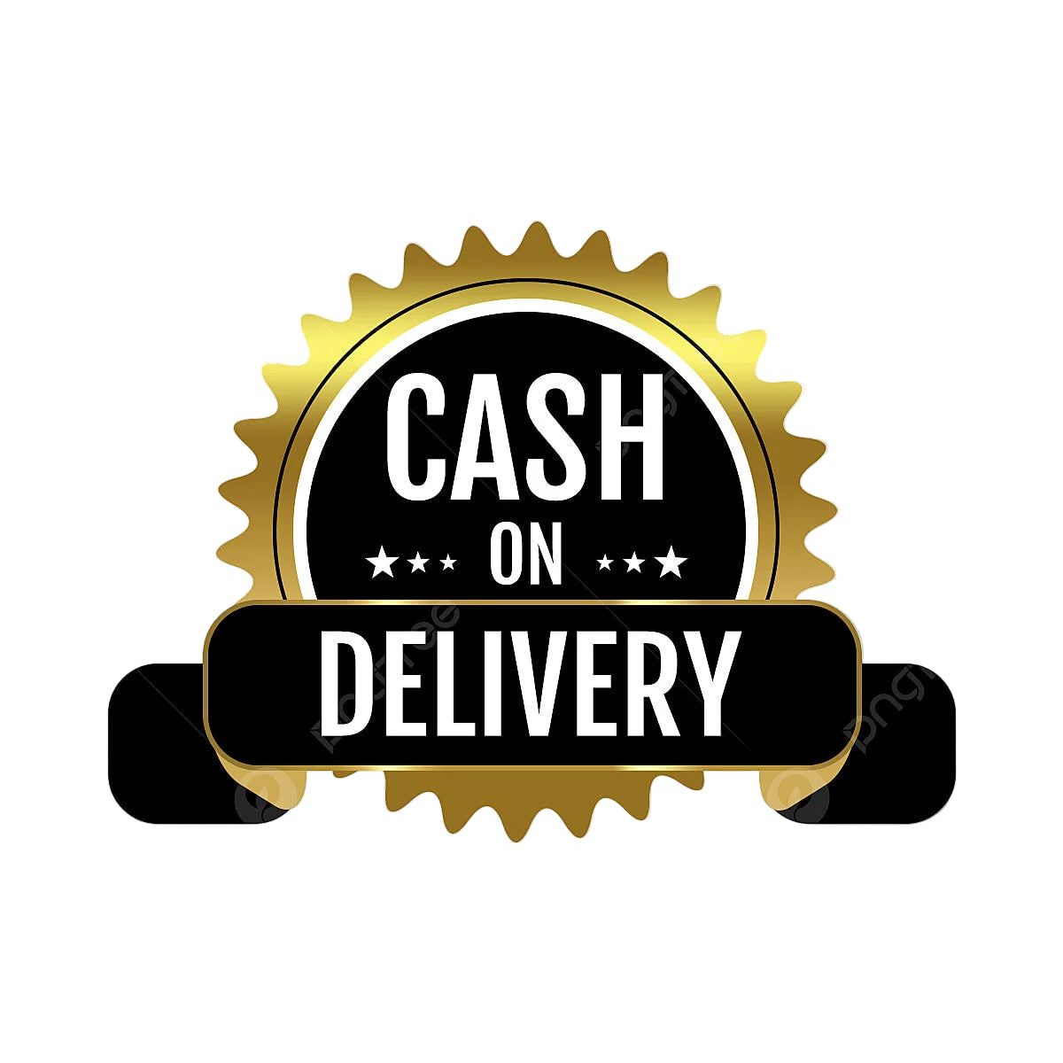 Gold and black 'Cash on Delivery' logo on a transparent background