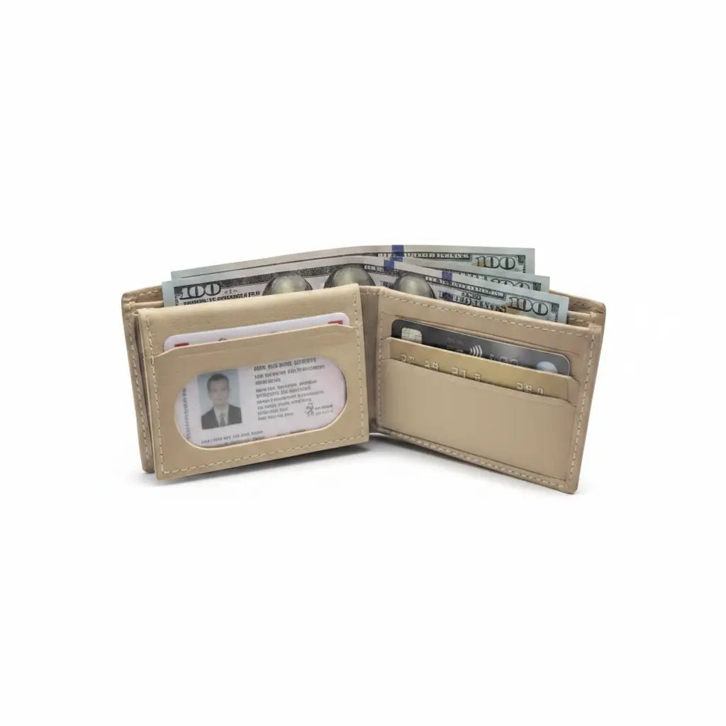 bifold Genuine cow Leather Wallet - SSHOQ
