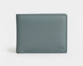 Green leather wallet on a white background