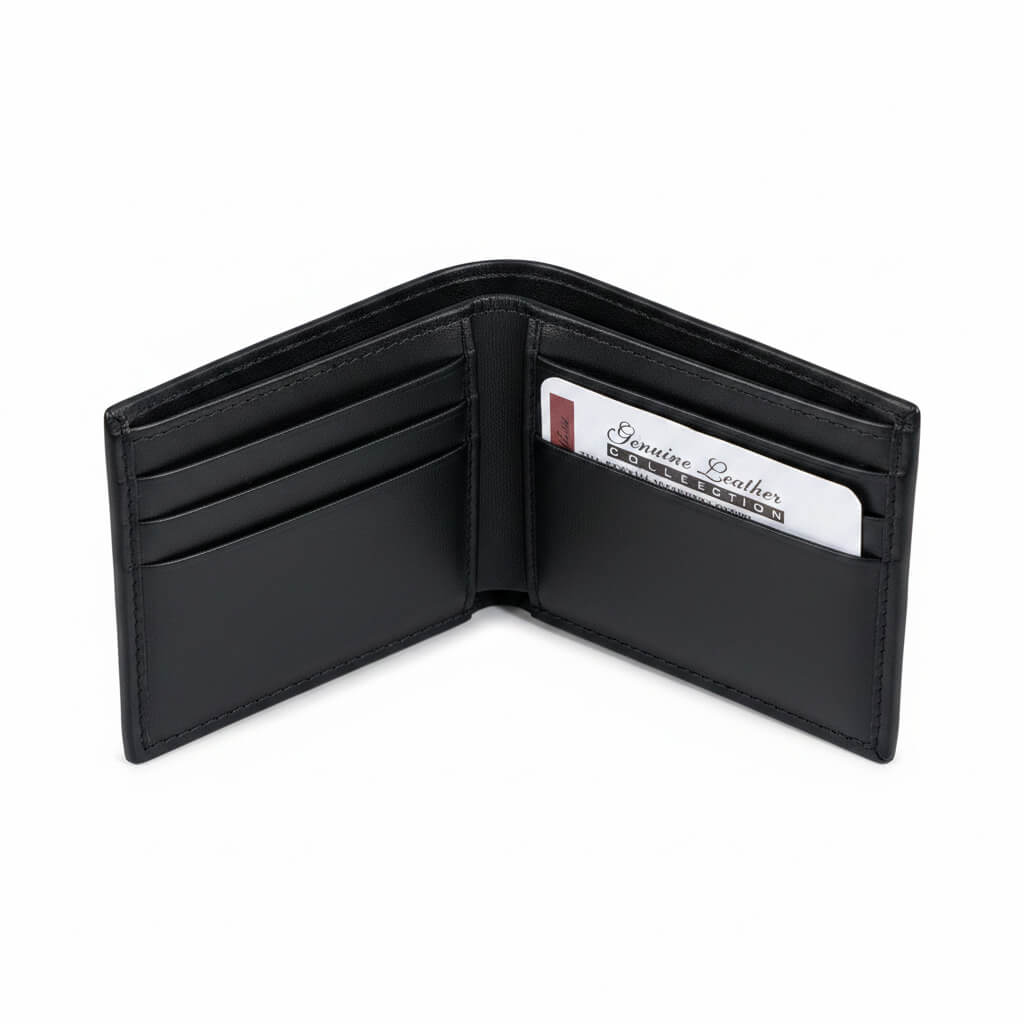 Bifold Genuine Cow Leather Smart Wallet - SSHOQ