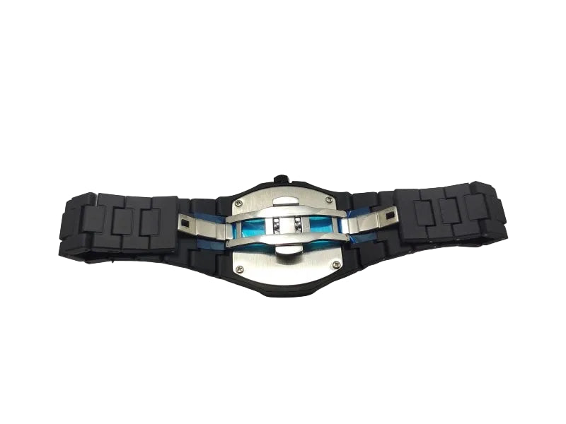 Black and silver Casio watch on a white background