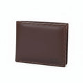 Brown leather wallet on a white background