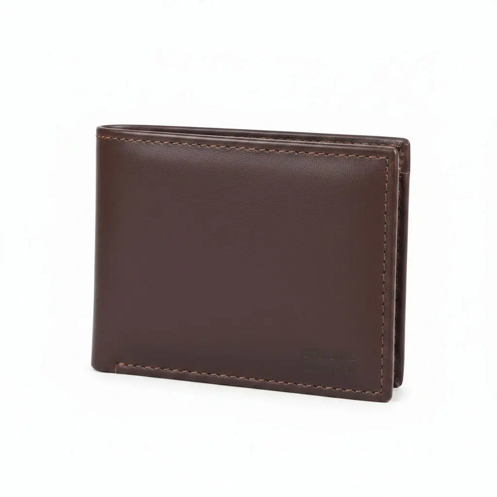 Brown leather wallet on a white background