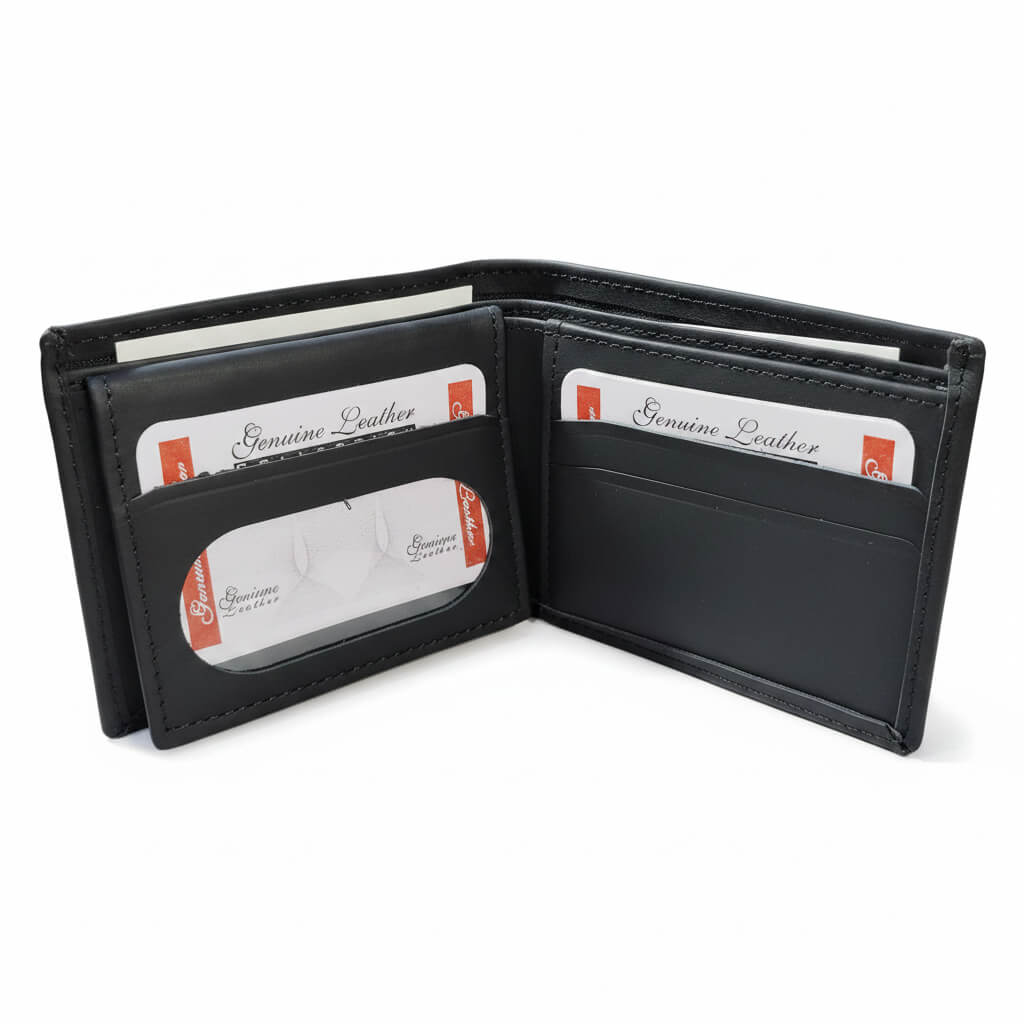 bifold Genuine cow Leather Wallet - SSHOQ