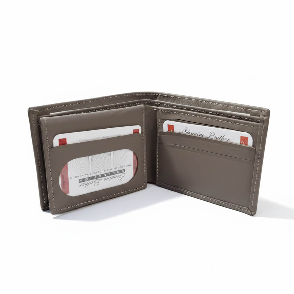 bifold Genuine cow Leather Wallet - SSHOQ