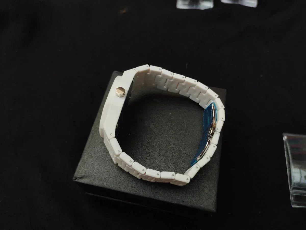 Men's Carbon Fiber  White  Arabic Aura Watch