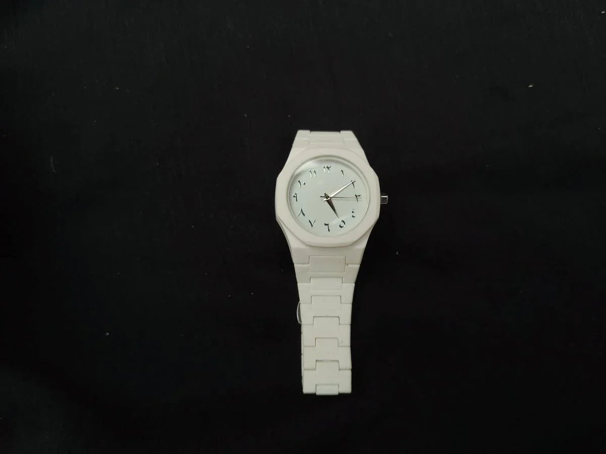 Men's Carbon Fiber  White  Arabic Aura Watch