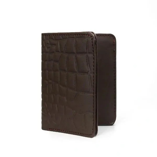 Brown textured wallet on a white background